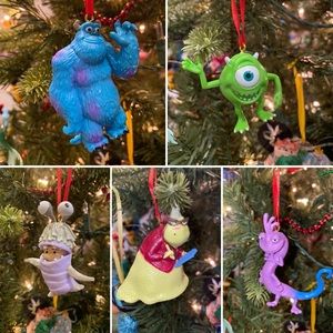 Set of 5 Disneys Monsters Inc. Christmas ornaments